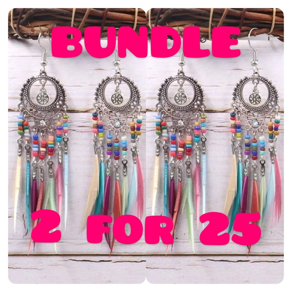 ✨Silver Vintage Feather Tassel✨